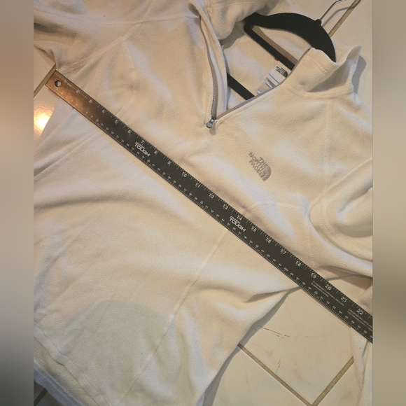 North Face 1/4 zip fleece pullover polartec lightweight Sweatshirt winter white - Picture 8 of 11